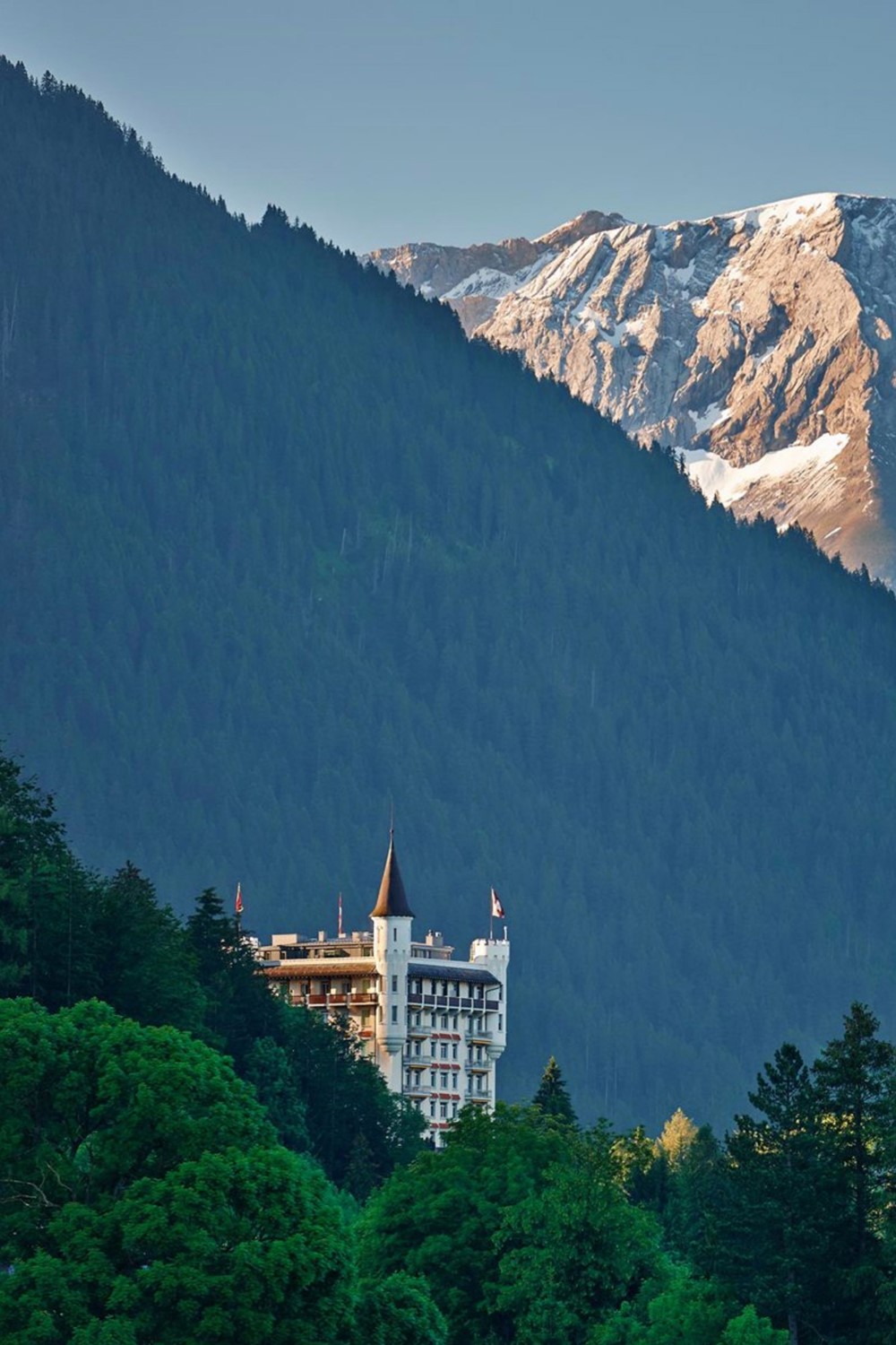 Gstaad Palace view in Summer
